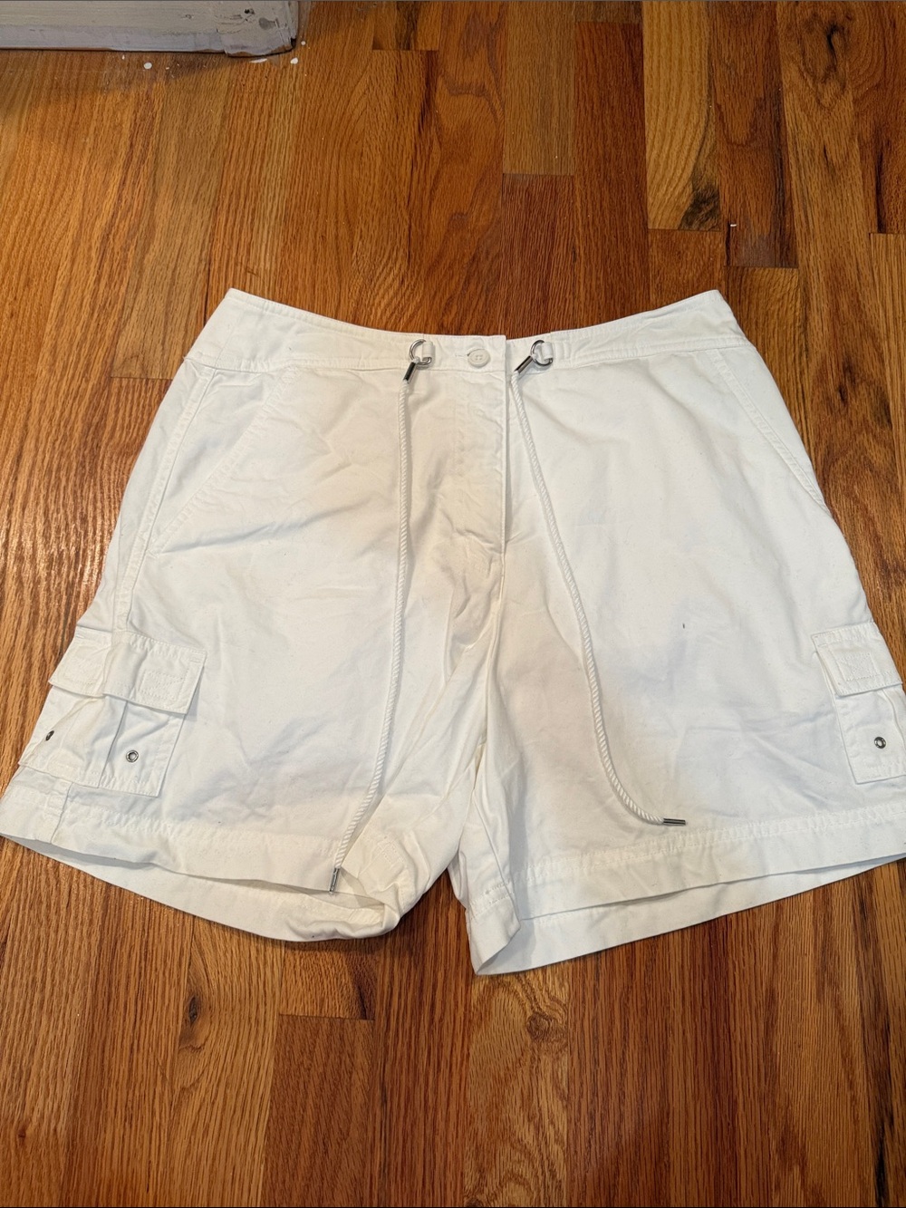 Talbots White Cargo Drawstring Shorts